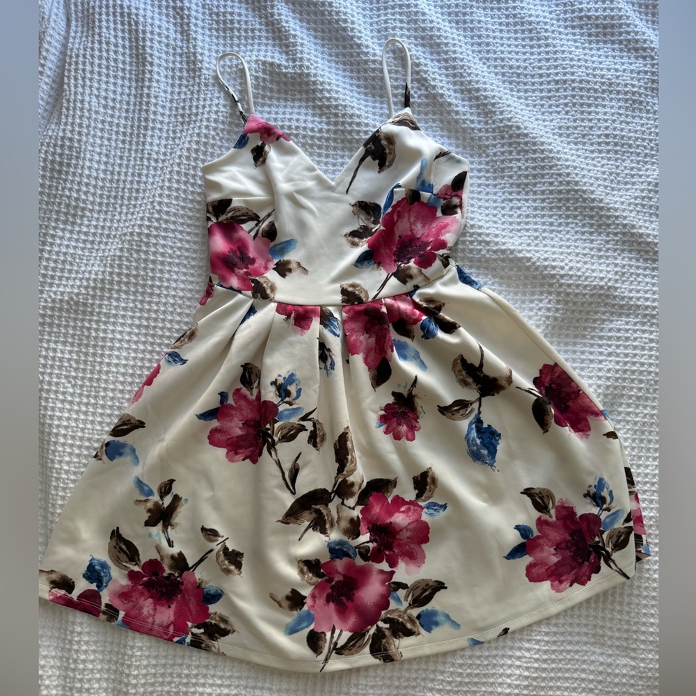 Floral Dress with Pink and Blue Accents